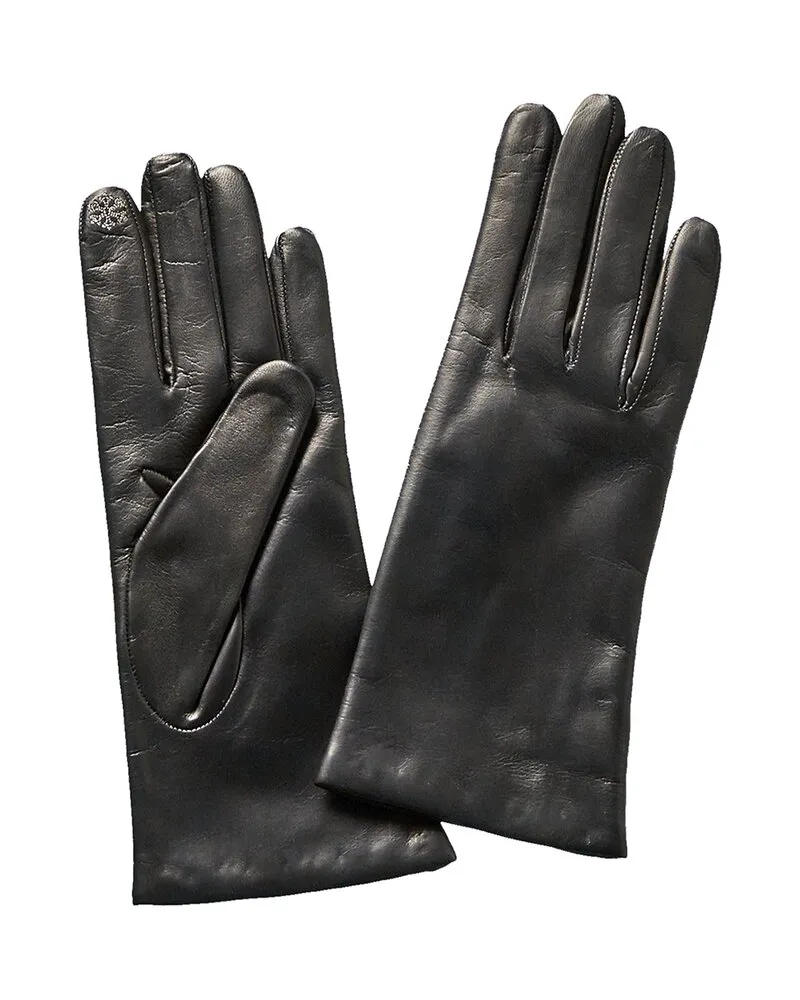 portolano  Black Leather Gloves Black