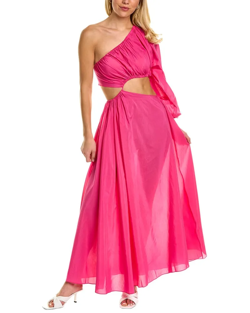 Matteau One-Shoulder Silk-Blend Maxi Dress Pink