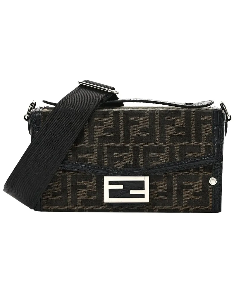 Fendi Black Jacquard Coated Canvas Baguette Soft Trunk Bag (Authentic Pre-  Loved Nocolor