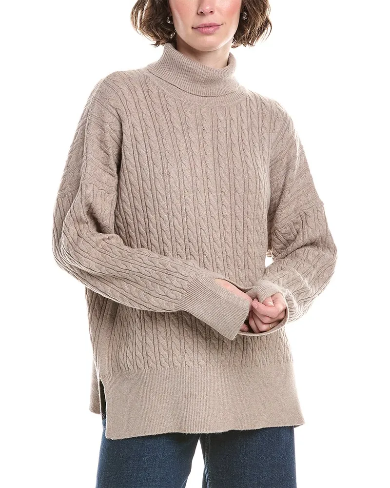 Splendid Oakley Turtleneck Wool-Blend Sweater Beige
