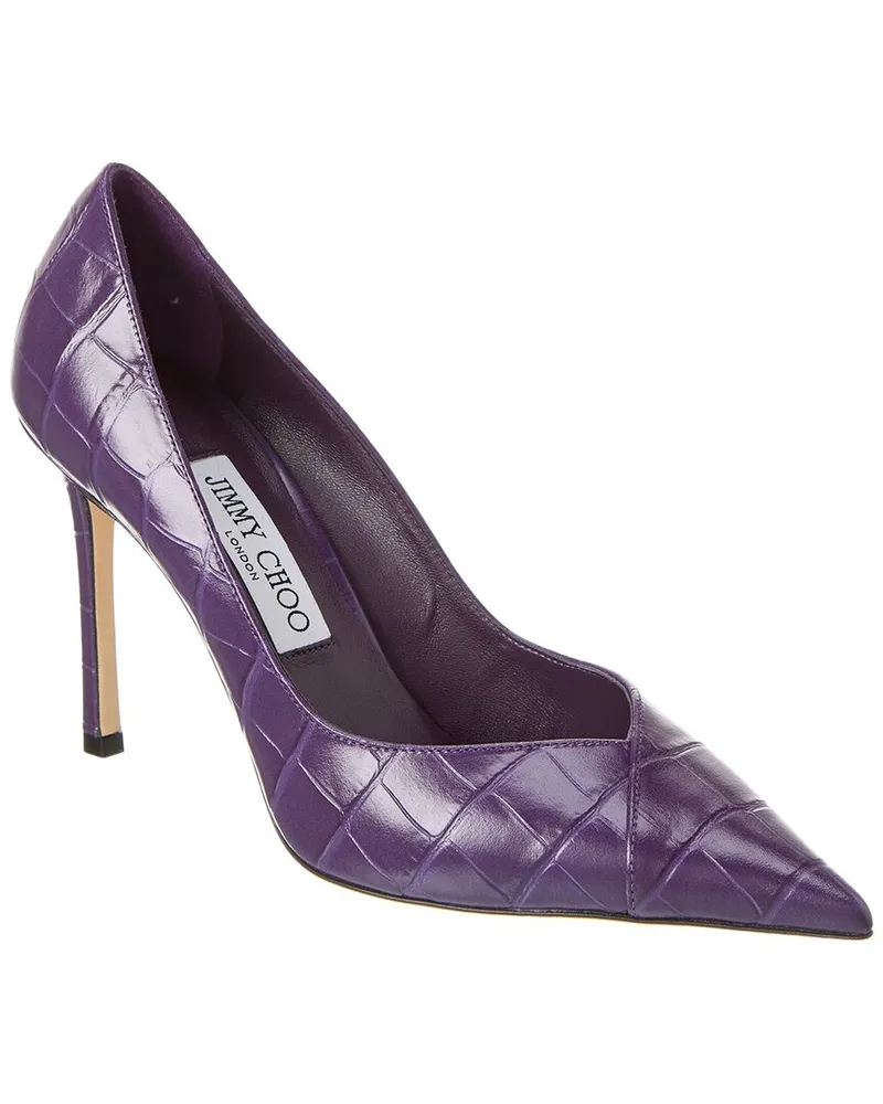 Jimmy Choo Cass 95 Croc-Embossed Leather Pump Purple