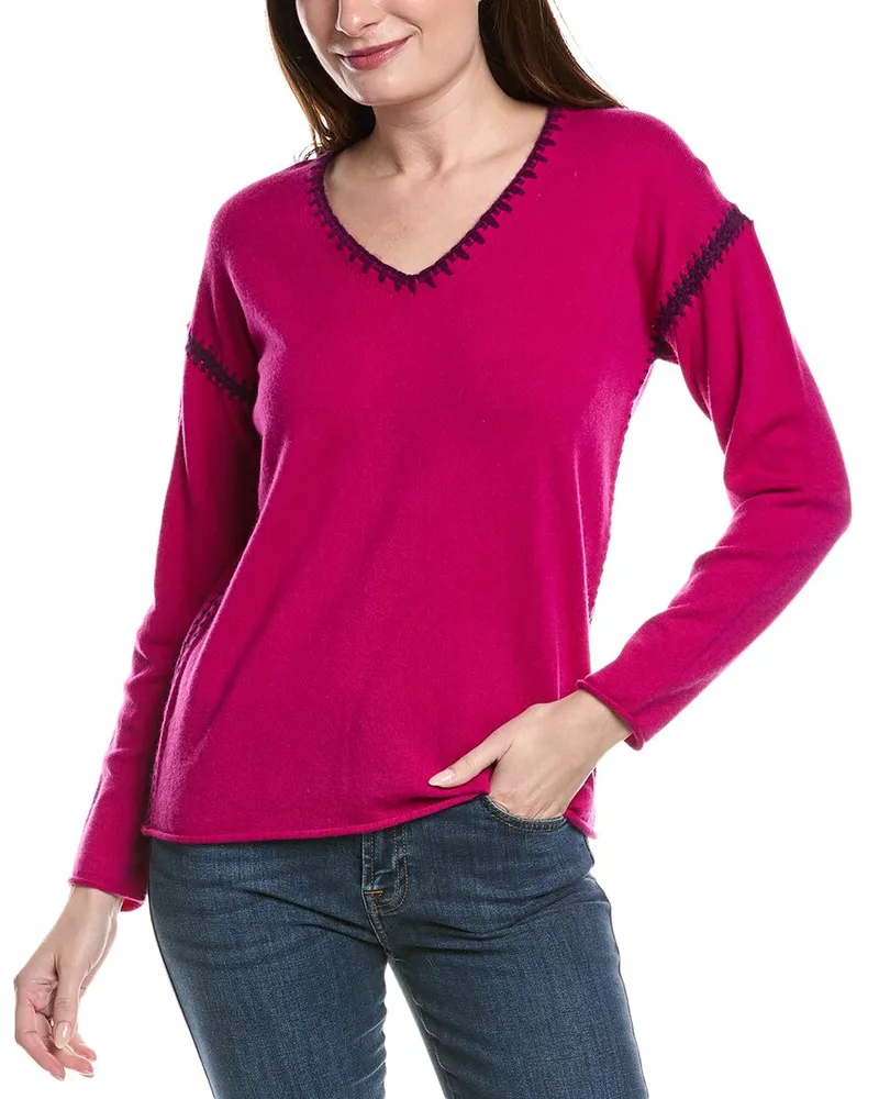 Johnny Was The Whipstitch Wool & Cashmere-Blend Sweater Purple