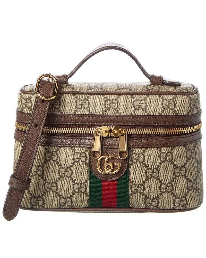 Gucci Ophidia Mini GG Supreme Canvas & Leather Cosmetic Case Beige