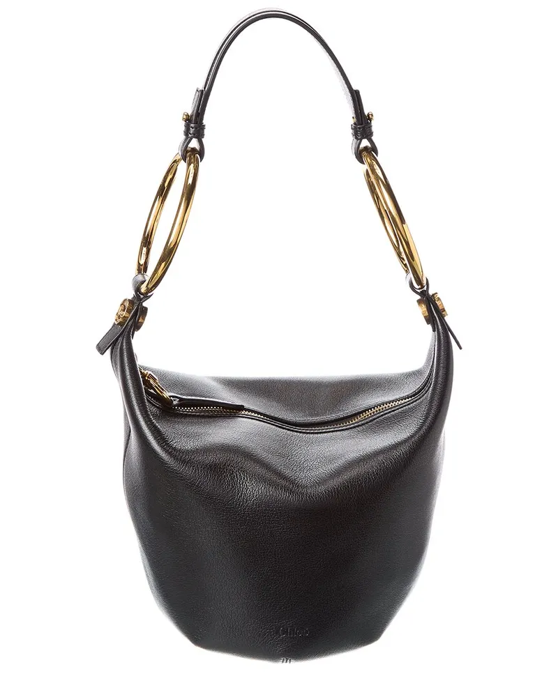 Chloé Bracelet Small Leather Hobo Bag Black