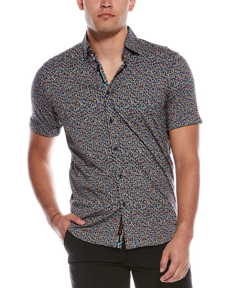 Robert Graham Ritter Tailored Fit Knit Shirt Blue