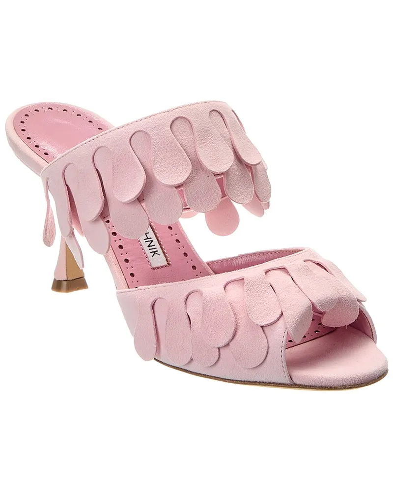 Manolo Blahnik Kelna 70 Suede Sandal Pink