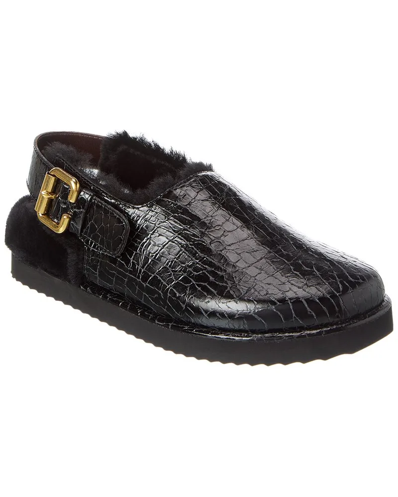 Chloé Cracked Leather Mule Black