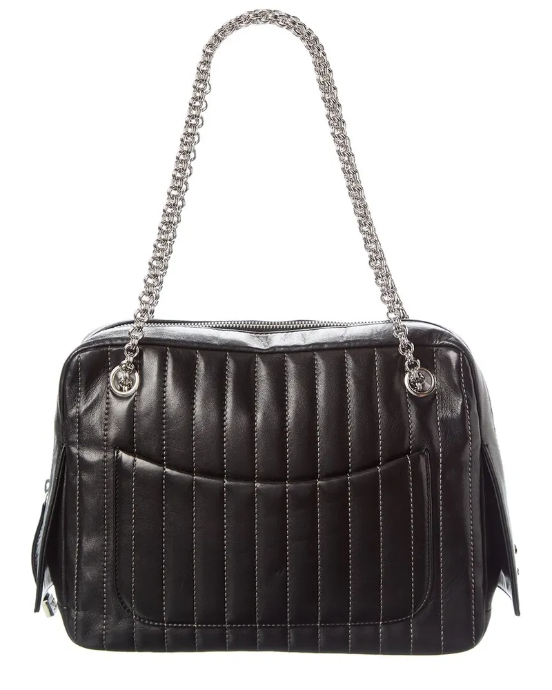 Chanel Black Lambskin Leather Mademoiselle Chain CC Tote (Authentic Pre-Loved Nocolor