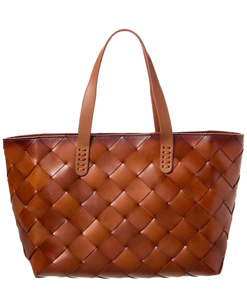 Dragon Diffusion Shopper Crossover Leather Tote Brown
