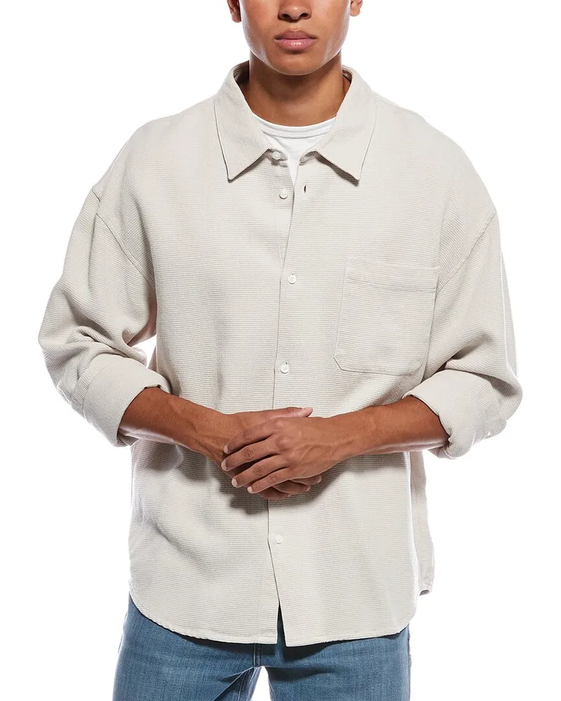 Frame Denim Waffle Textured Shirt White
