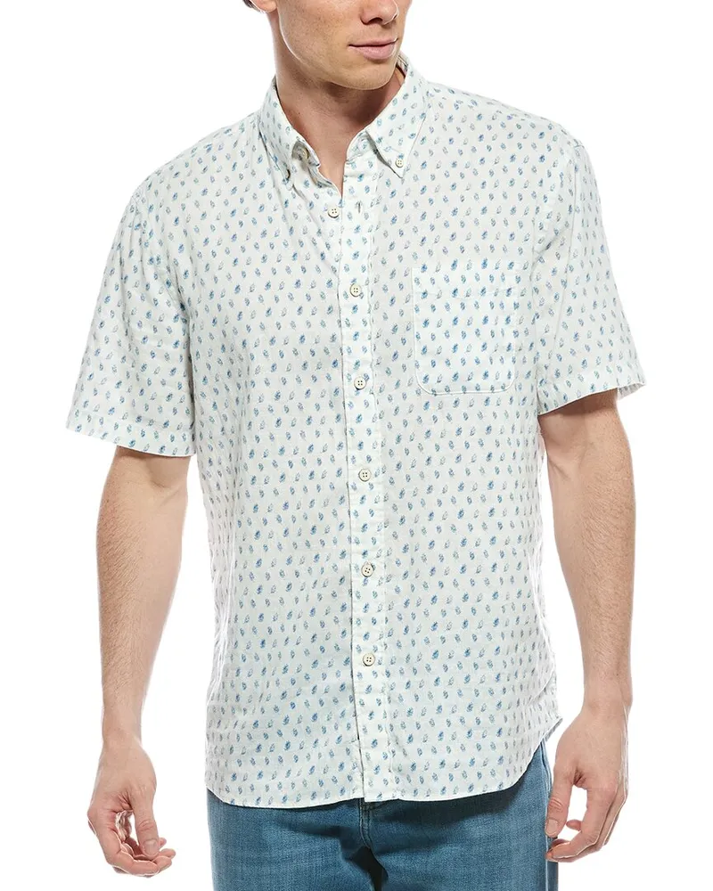 Faherty Breeze Linen-Blend Shirt Blue