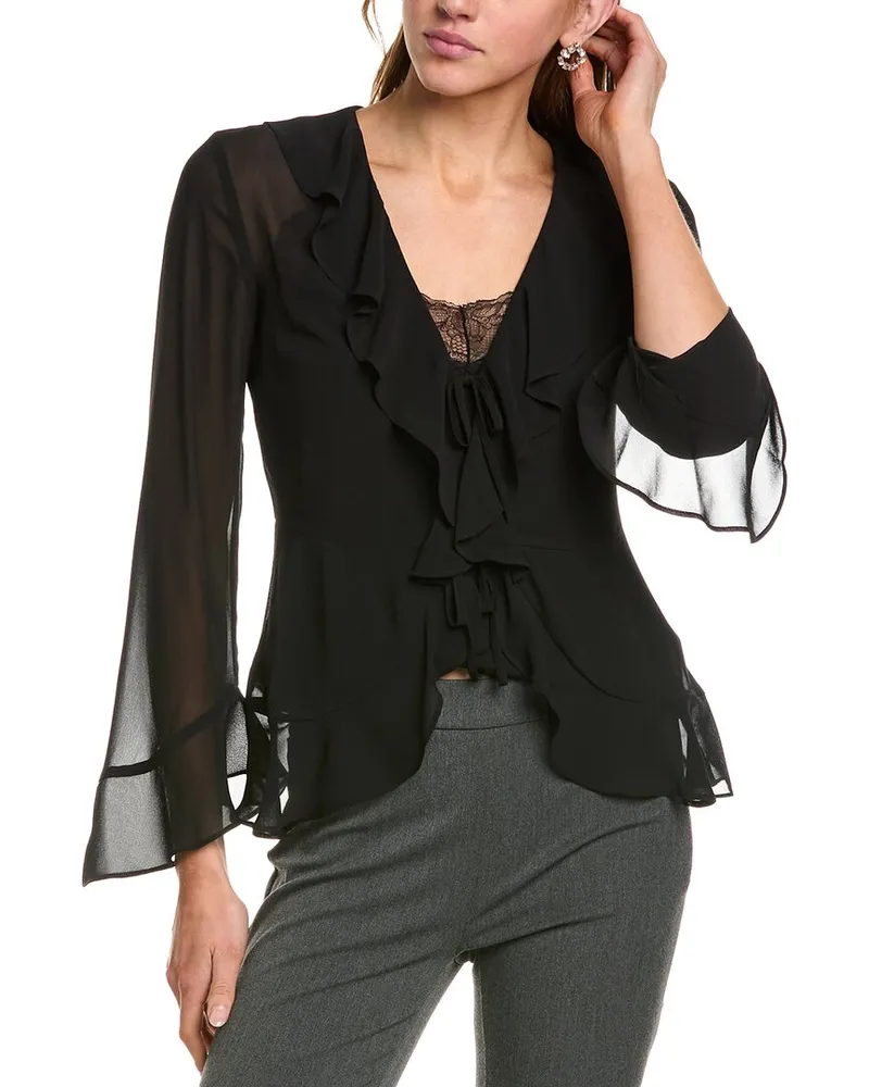 BCBGMAXAZRIA Ruffle Blouse Black
