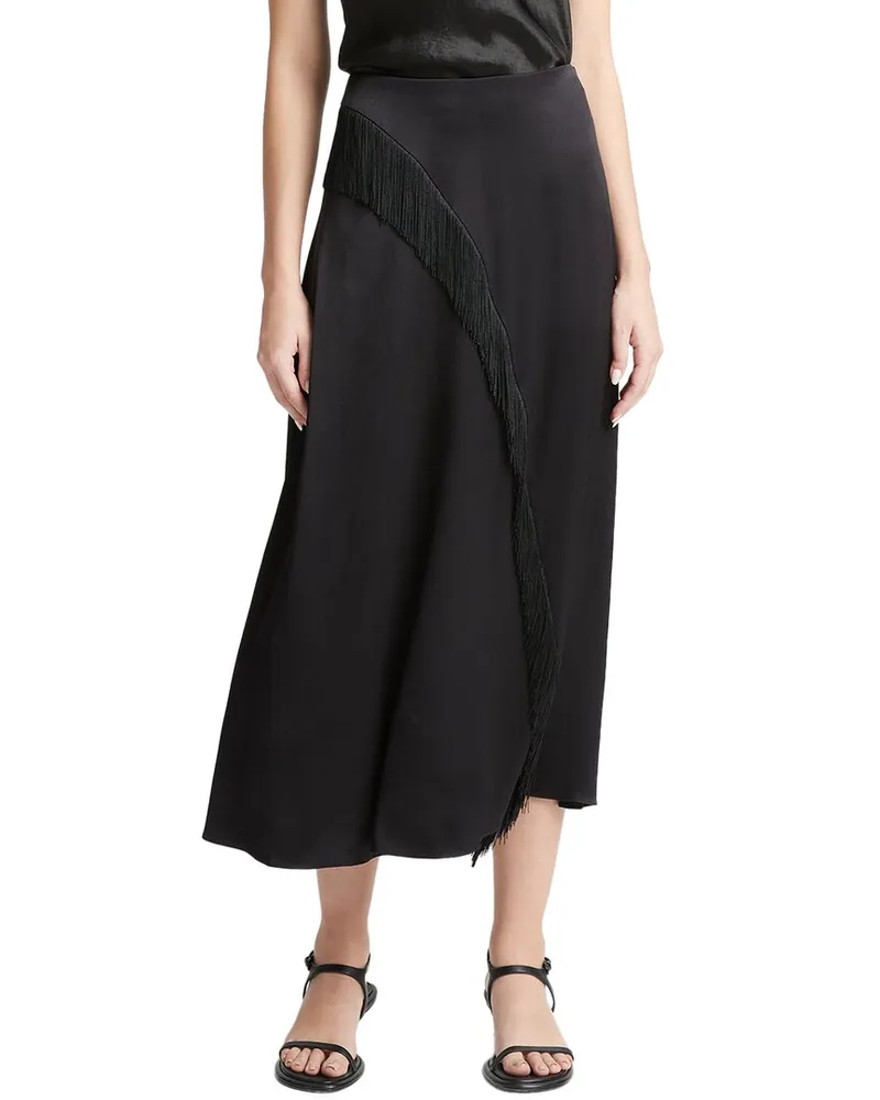 Vince Fringe Draped Asymmetric Skirt Nocolor