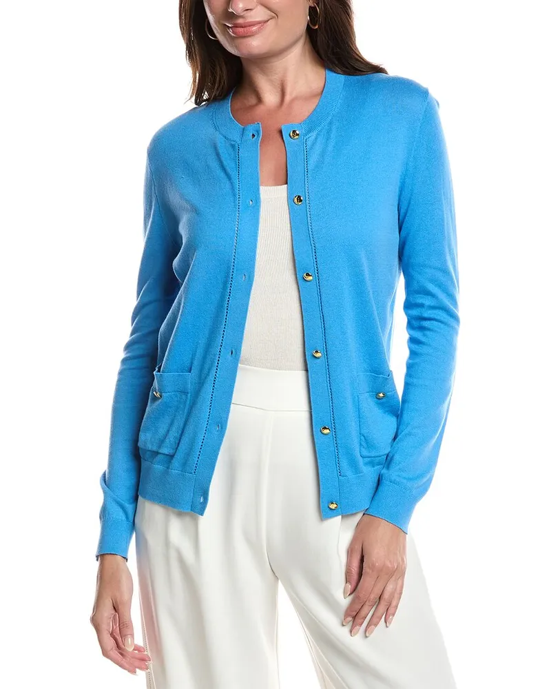 ST. JOHN Fine Gauge Cardigan Blue