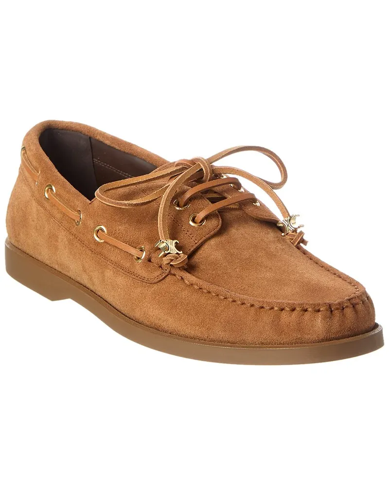Celine Bateau Suede Loafer Brown