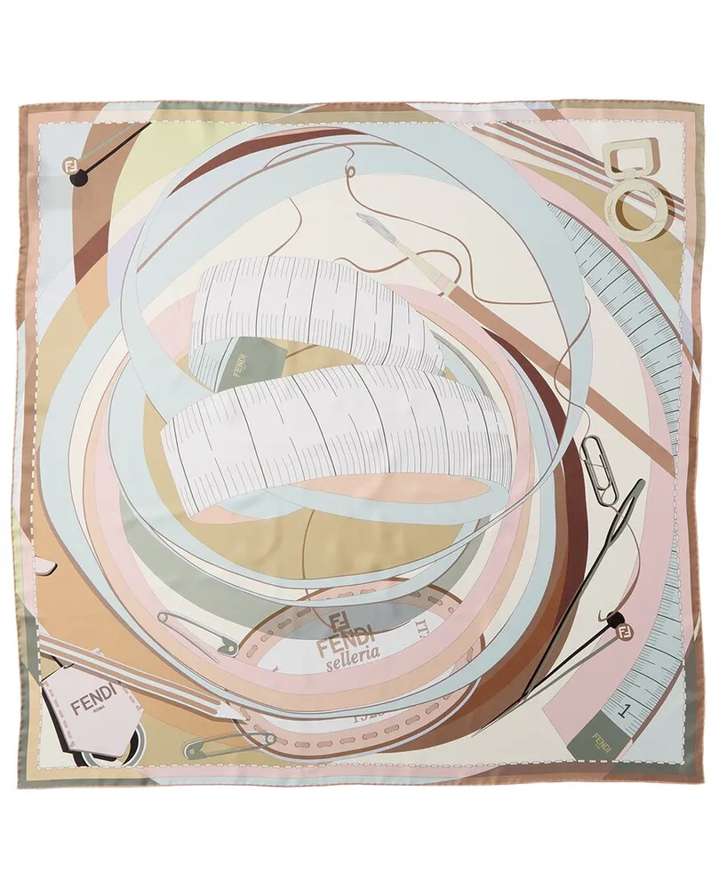 Fendi Silk Scarf Beige