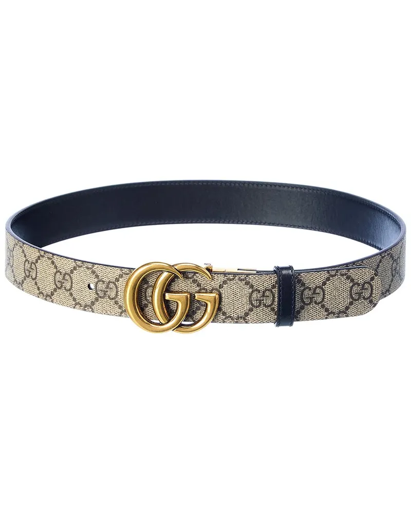 Gucci GG Marmont Reversible GG Supreme Canvas & Leather Belt Black