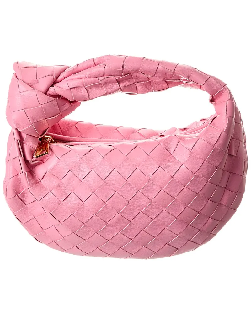 Bottega Veneta Jodie Mini Intrecciato Leather Hobo Bag Pink