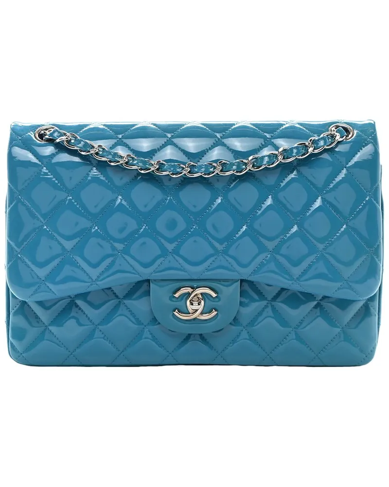 Chanel Turquoise Quilted Patent Leather Jumbo Double Flap Bag (Authentic Pre-Loved Nocolor