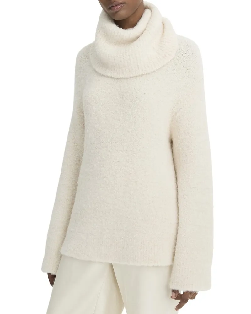 Vince Boucle Turtleneck Wool & Alpaca-Blend Tunic White