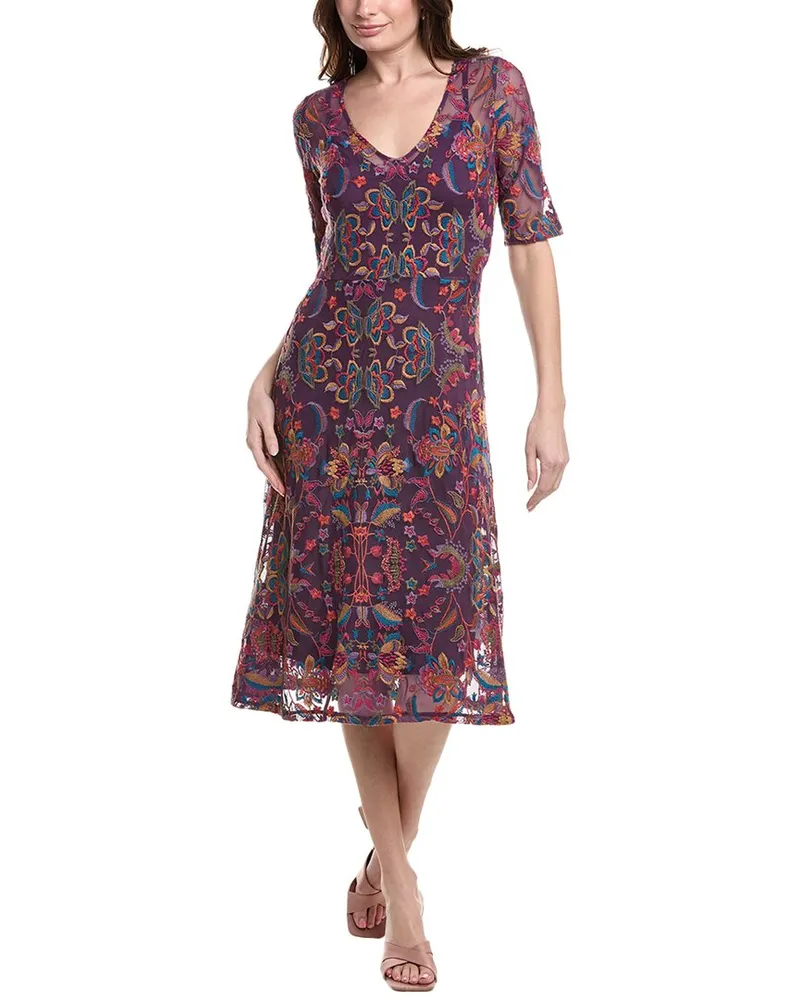 Johnny Was Jade by  Sayler Mesh Midi Dress Purple