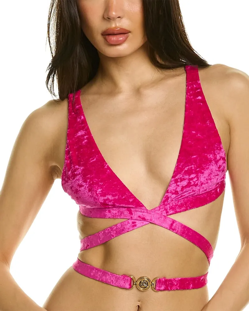 Versace Medusa 95 Velvet Bikini Top Pink
