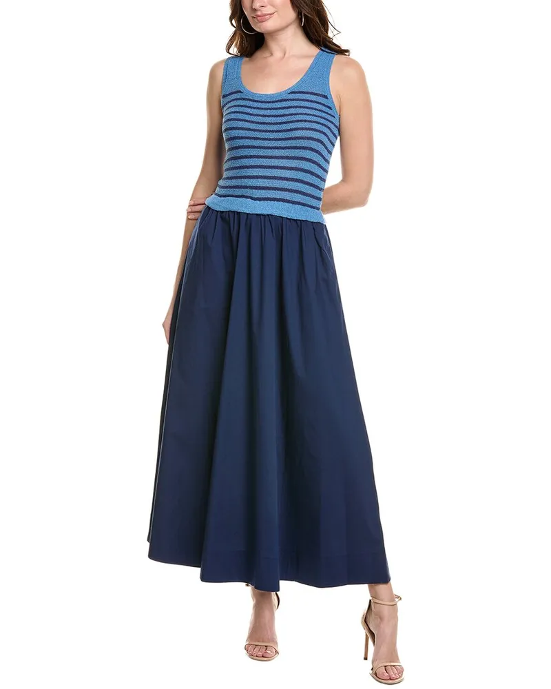 taylor Poplin Midi Dress Blue