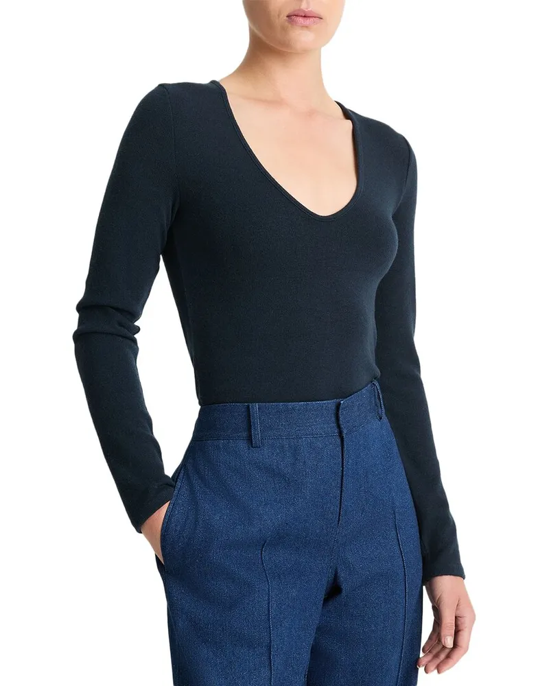 Vince Cozy V-Neck Top Blue