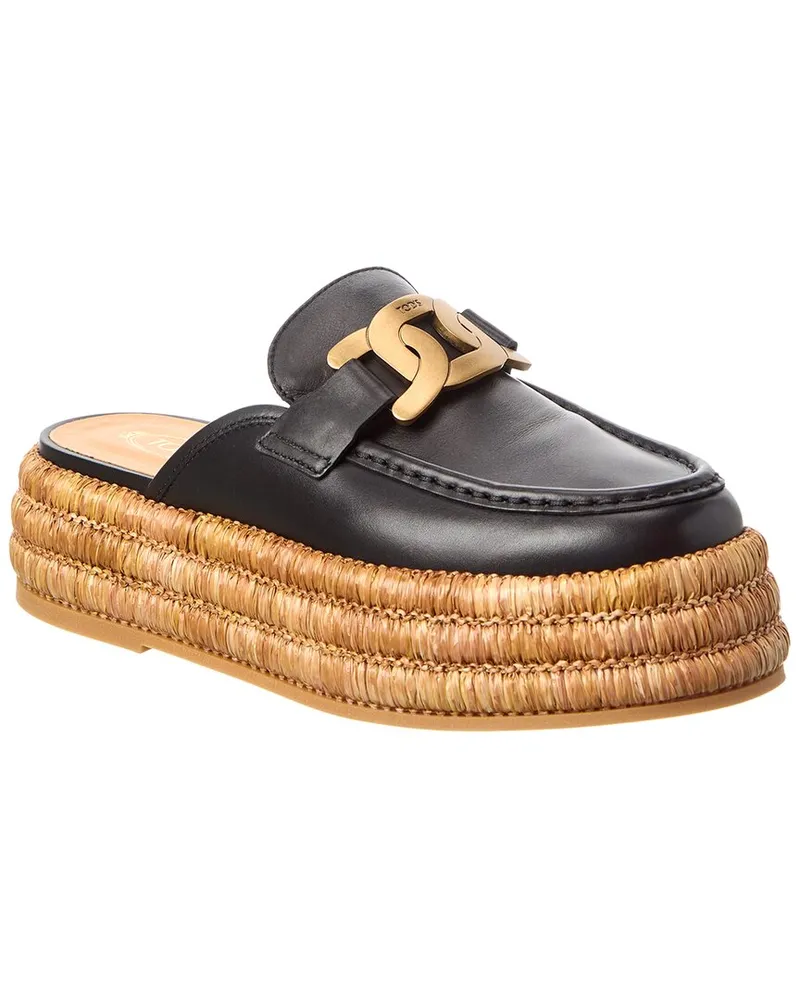 TOD'S TOD’s Leather Platform Espadrille Black