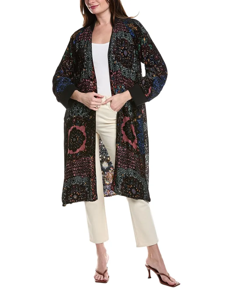 Johnny Was Harmony Burnout Velvet Silk-Blend Kimono Black