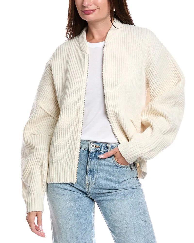 Helmut Lang Apex Wool-Blend Cardigan White