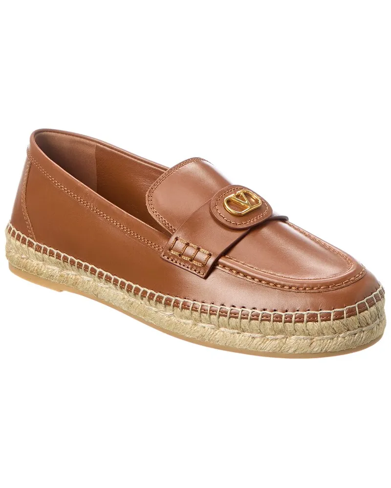 Valentino Garavani VLogo Signature Leather Loafer Brown