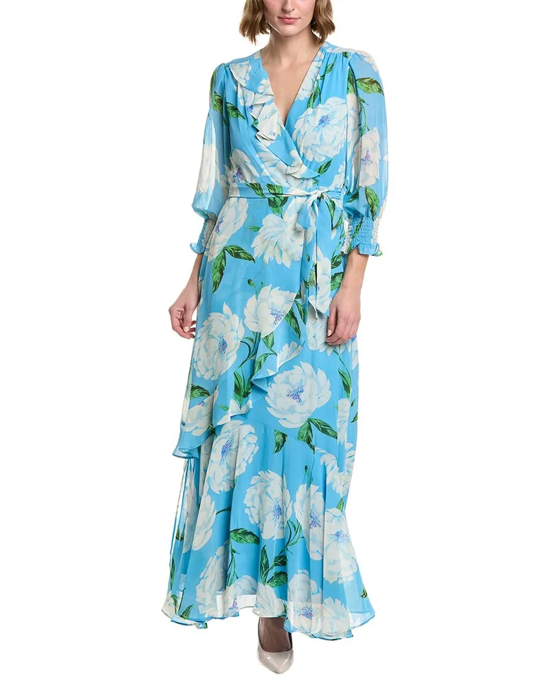 taylor Printed Chiffon Maxi Dress Blue