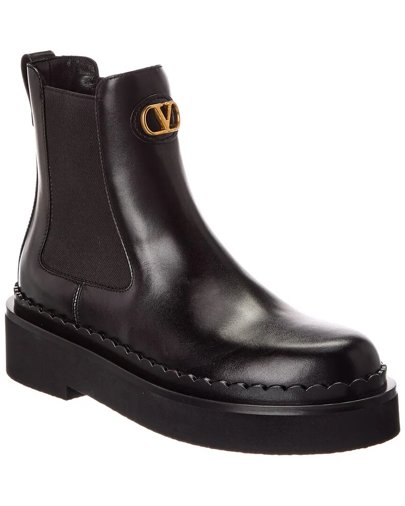 Valentino Garavani VLogo Signature Leather Platform Boot Black