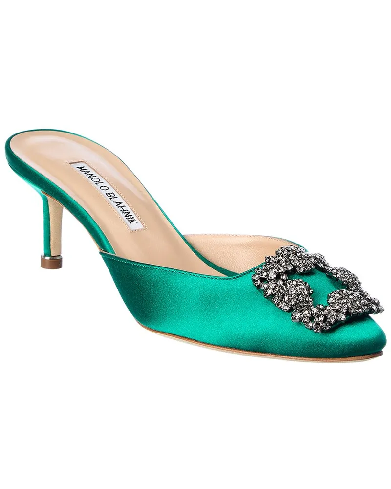 Manolo Blahnik Hangisimu 50 Satin Pump Green