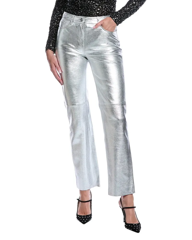 AllSaints Saige Foil Leather Trouser Metallic