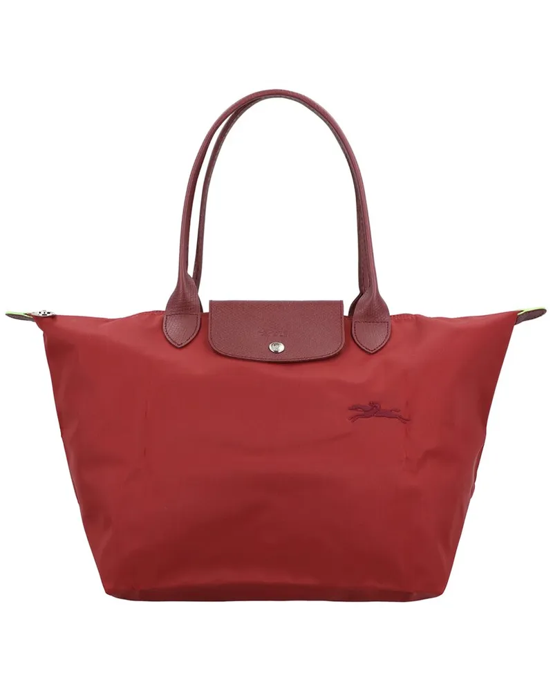 Longchamp Le Pliage Green Canvas Tote Red