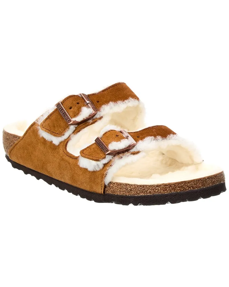 Birkenstock Women's Arizona Shearling Narrow Sandal Brown