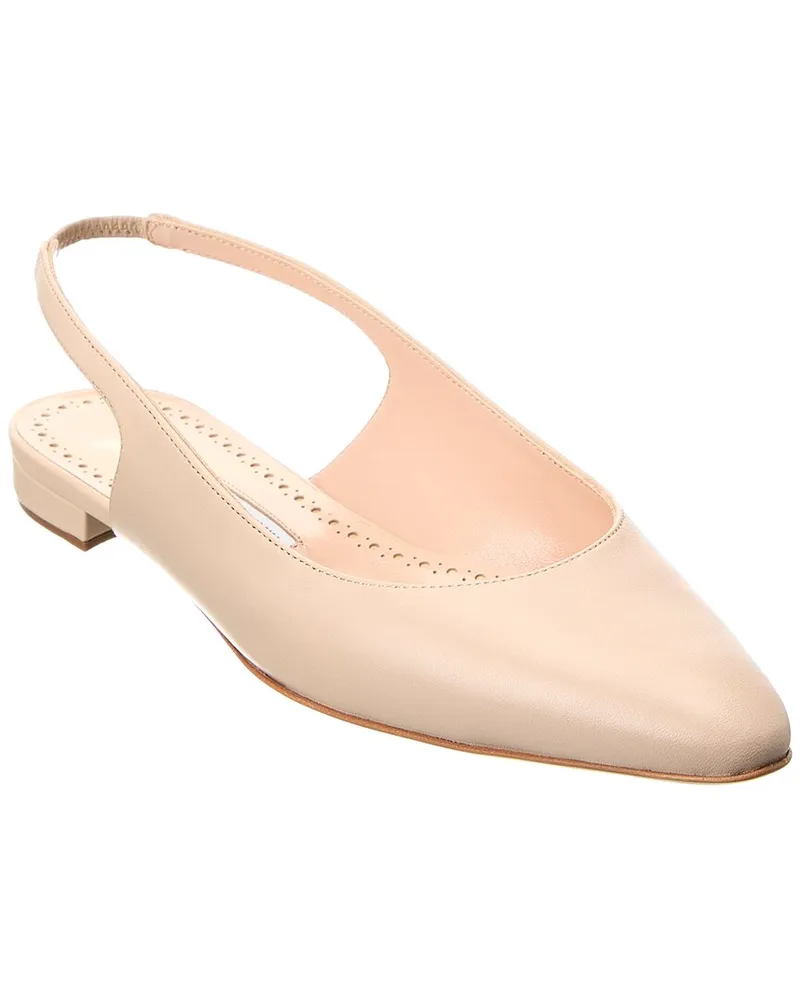 Manolo Blahnik Sawra Leather Slingback Flat Brown