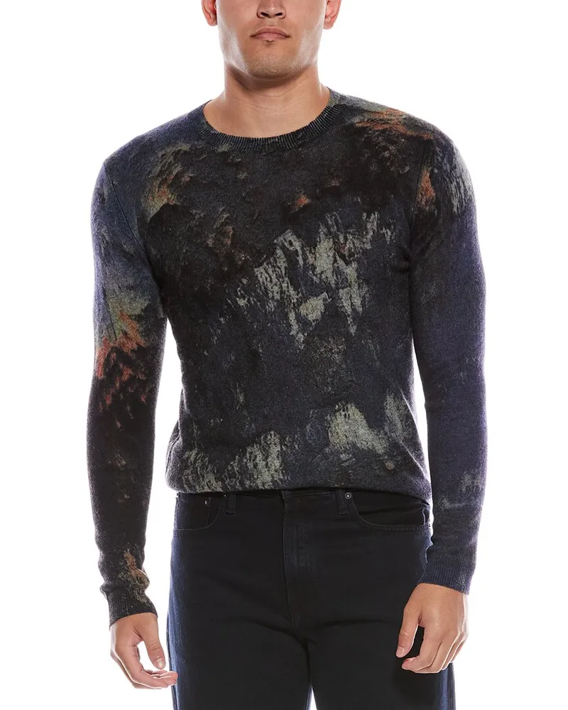 Autumn Cashmere Quarry Print Cashmere Crewneck Sweater Blue