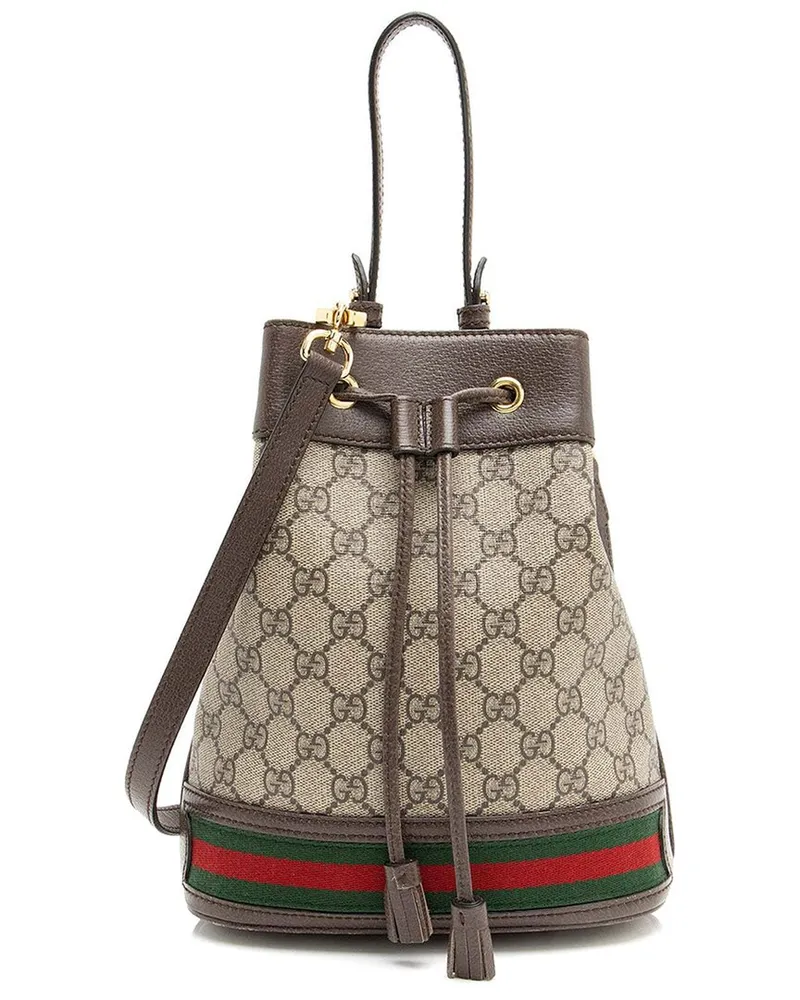 Gucci Brown GG Supreme Canvas Ophidia Small Bucket Bag (Authentic Pre-Loved Nocolor