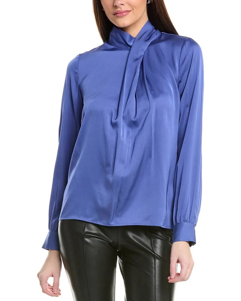 Elie Tahari The Jaden Silk-Blend Blouse Blue