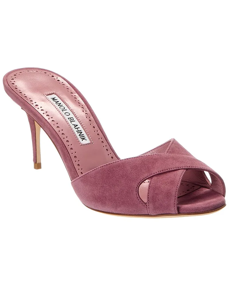 Manolo Blahnik Mumbimu 70 Suede Mule Pink