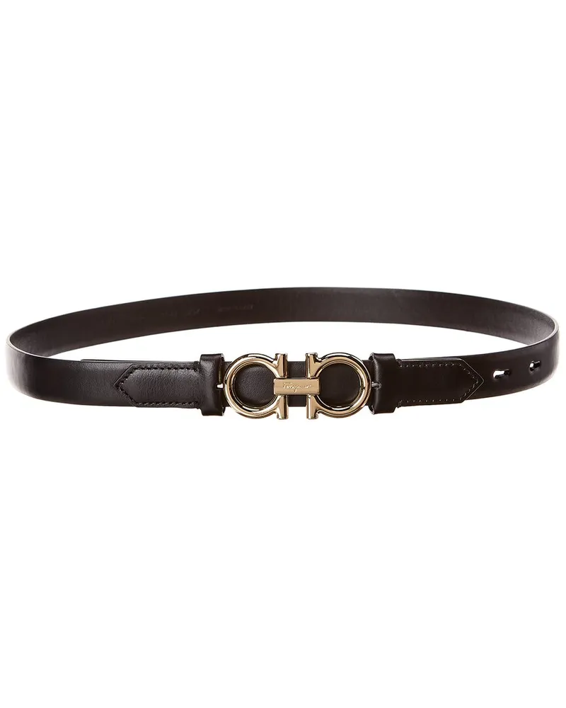 Ferragamo Gancini Sized Leather Belt Black