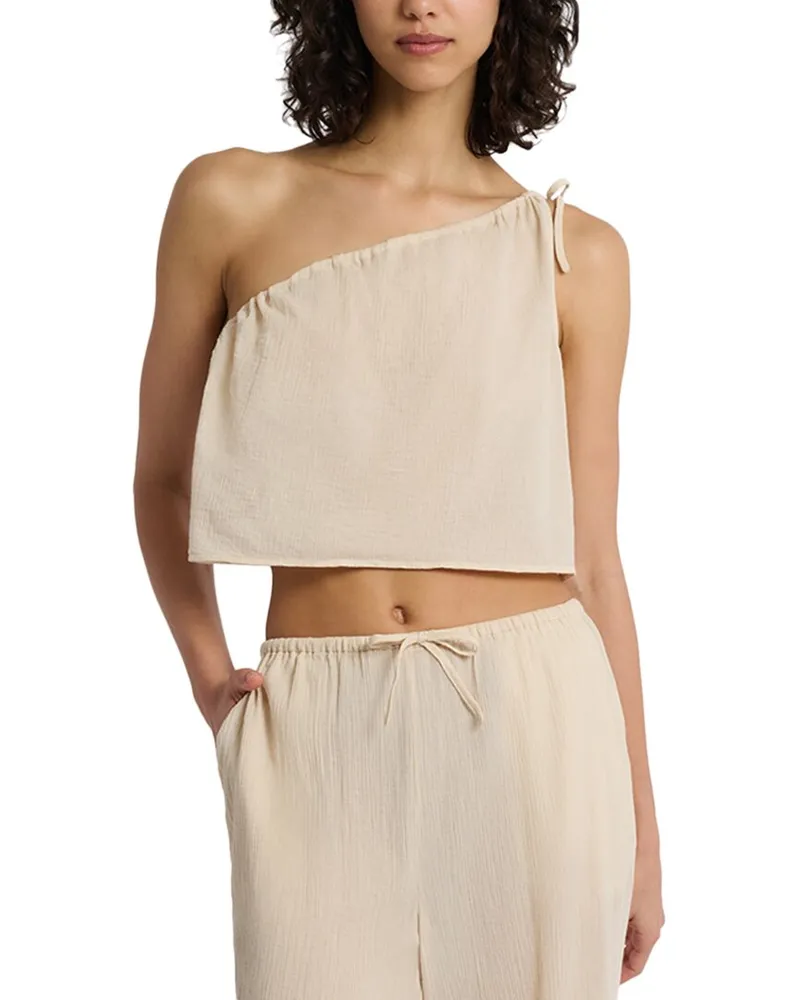 Onia Crinkle Gauze One-Shoulder Top Nocolor