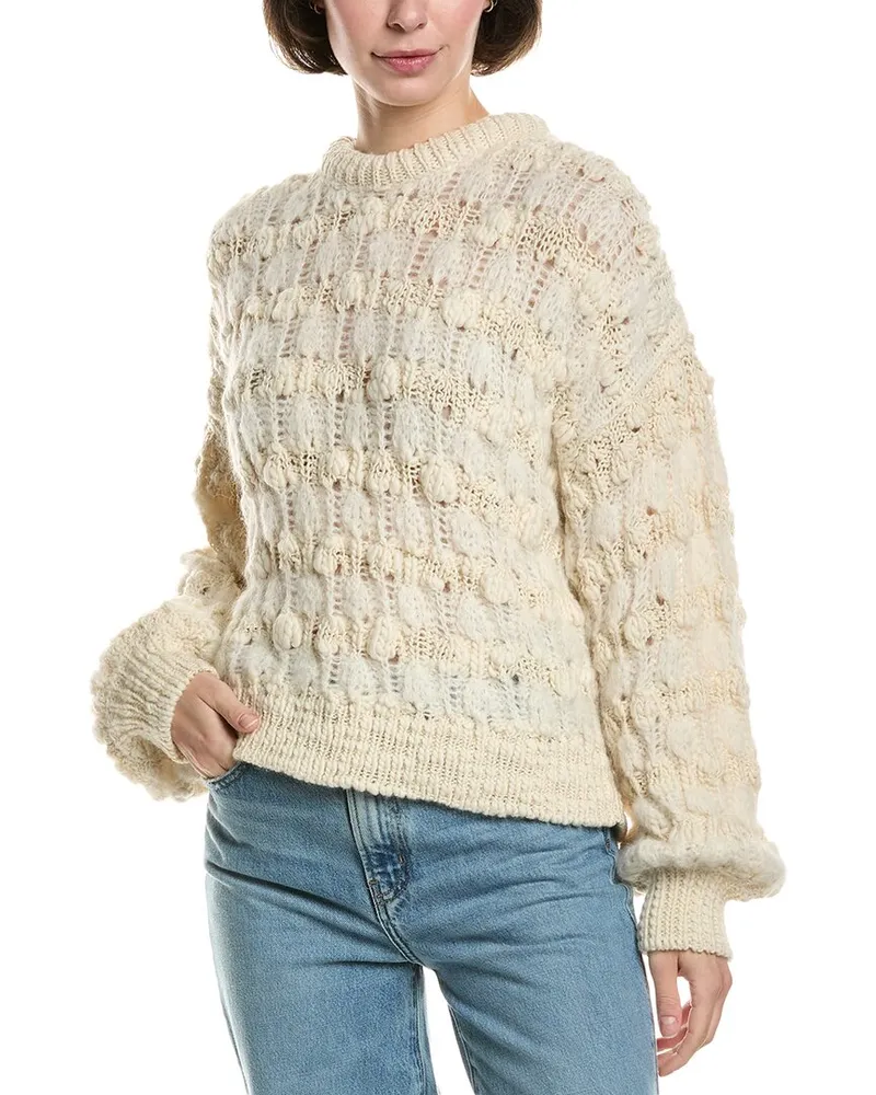 Frame Denim Popcorn Stripe Alpaca-Blend Sweater White