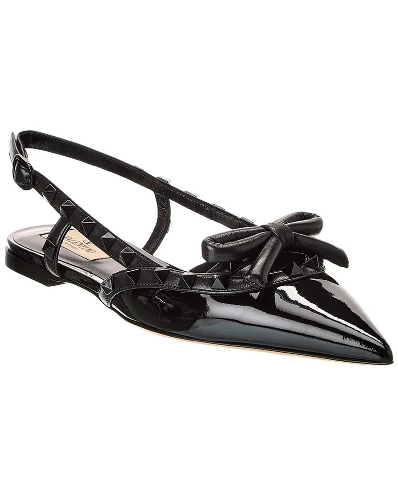 Valentino Garavani Rockstud Patent Slingback Flat Black