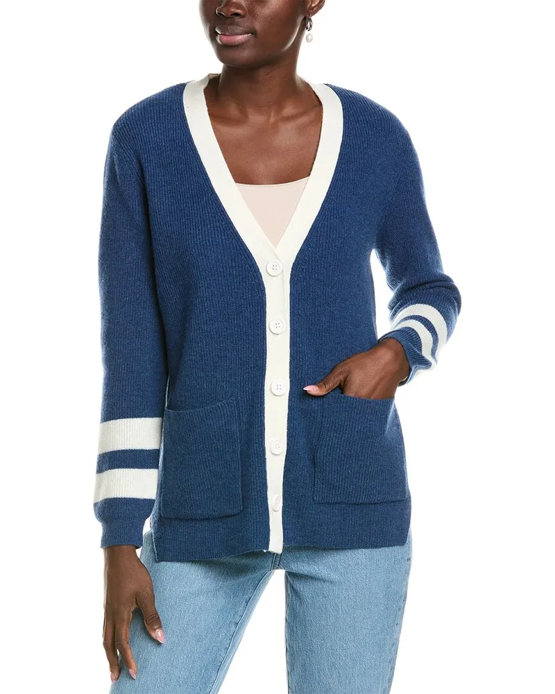 27 miles malibu Textured Stitch Cashmere Cardigan Blue