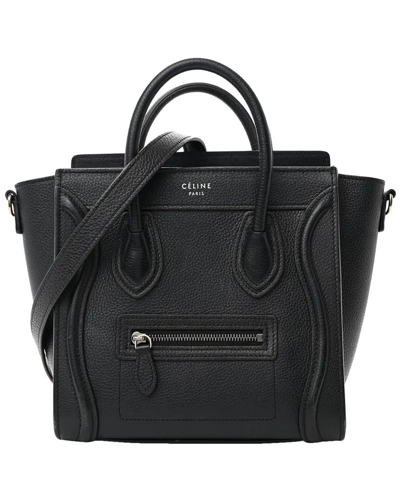 Celine Black Drummed Leather Micro Luggage (Authentic Pre-Loved Nocolor