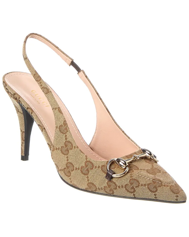 Gucci Horsebit GG Canvas Slingback Pump Nocolor
